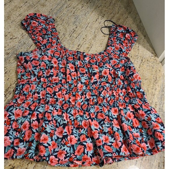 Lot of 2 Old Navy Size XL Red Floral Smocked Tank Ruffle Flowy Boho - Picture 14 of 15